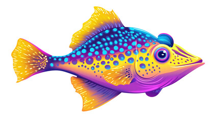 Colorful Thornback Cowfish isolated on a white background