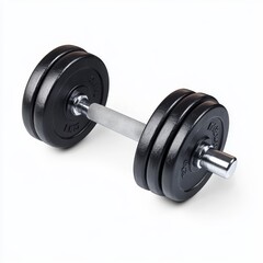 Naklejka premium Dumbbell with black weights, ideal for strength training exercises