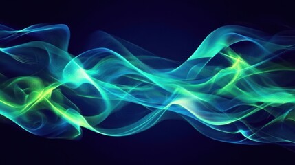 Abstract Blue Green Light Wave Swirls Design