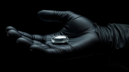 A strong hand holds a capsule, architectural detail.