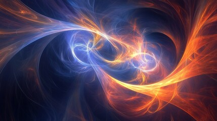 Obraz premium Abstract fiery swirls in dynamic orange and blue tones