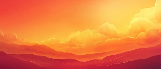 Fototapeta premium Golden Sunset Over Rolling Hills Landscape
