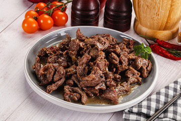 Stew beef slices with gravy