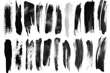 A mega bundle of different ink brush strokes and ink splatters.