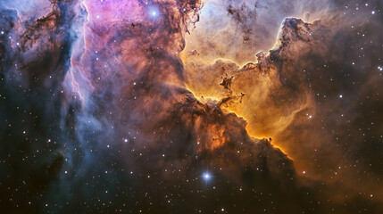 Fototapeta premium A breathtaking nebula with swirling clouds of pink, purple, and blue gases glowing against the darkness