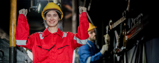 Engineer checking construction process railway and checking work on railroad station . Railway engineer checking machines in train station. Train engineer concept