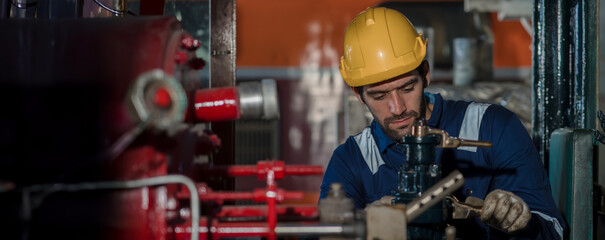 Engineer checking construction process railway and checking work on railroad station . Railway...