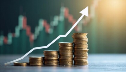 Stacks of gold coins, financial growth and investment success, finance, wealth, stock market, success, profit, economy, money, income