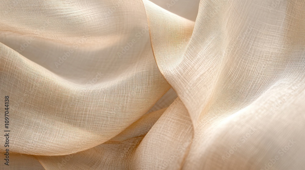 Poster a close-up of soft, flowing fabric showcasing delicate textures and light.