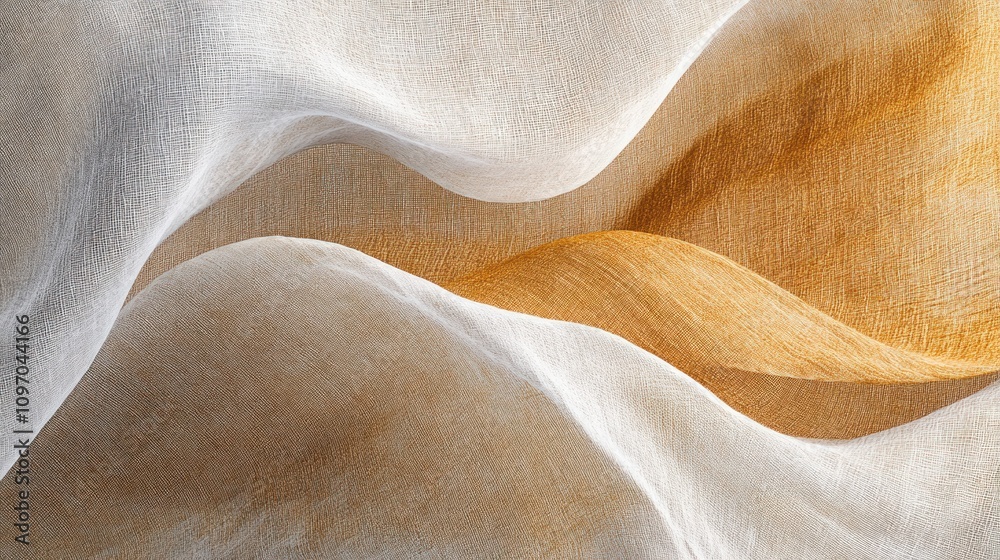 Aufkleber a serene composition of flowing fabric in soft hues of white and gold.