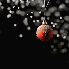 red christmas ball on black background