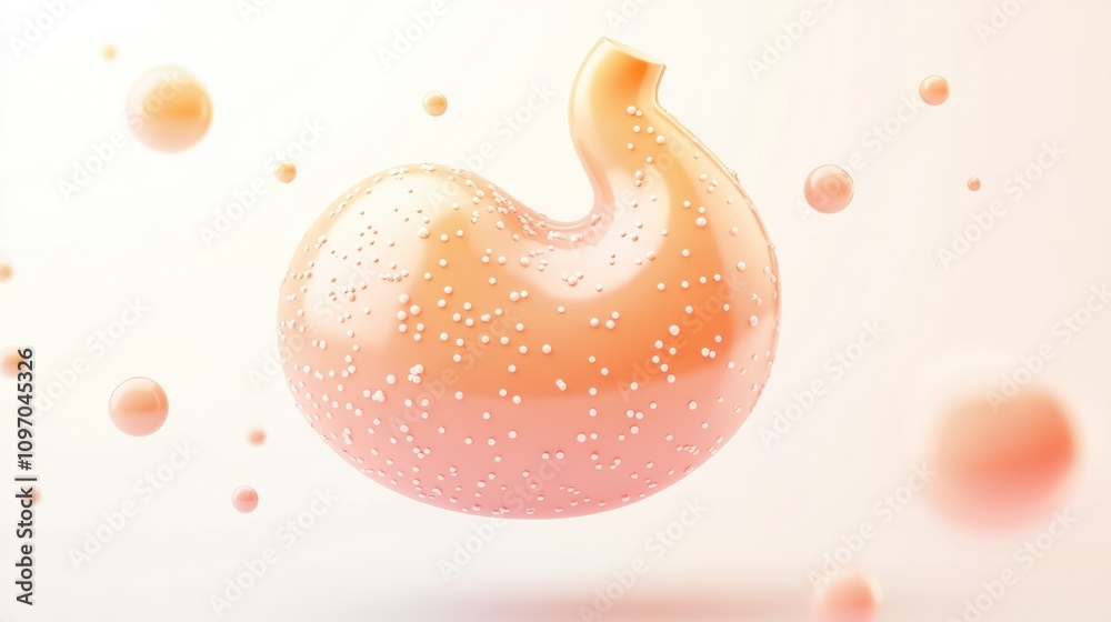 Poster A stylized representation of a stomach with a soft, bubbly texture.