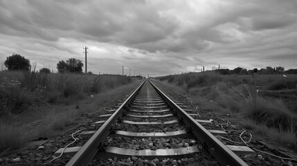 Fototapeta premium railway in the countryside, black and white