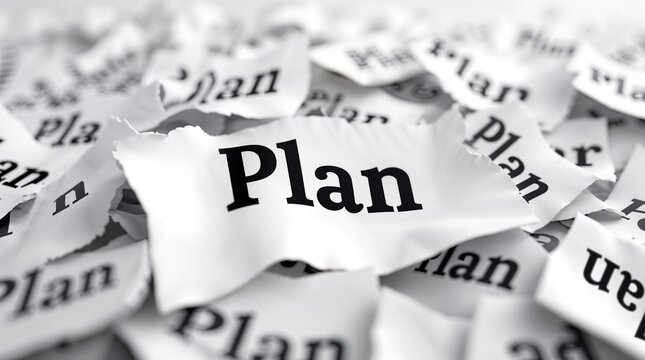 Centered paper with "PLAN" text
