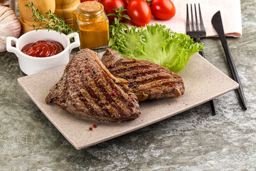 Delicus grilled beef steak with sauce
