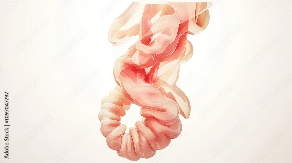 Poster abstract representation of organic forms resembling intestines or biological structures.