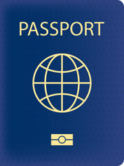 Blue Passport Cover with Gold Globe Icon