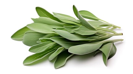 Fresh Sage Herb Isolated on a Plain Background
