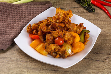 Asian cuisine - roasted crocodile meat