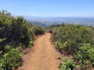 Hiker on the Summit trail at Mt Diablo State Park, California