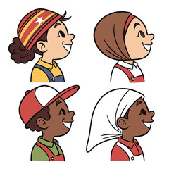 Collection avatars of children illustration