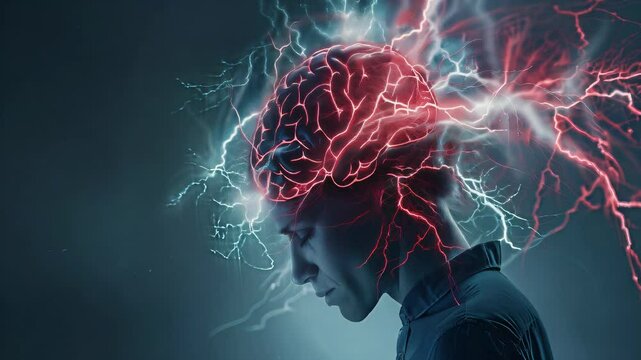 Epilepsy: The Seizures and Loss of Consciousness - Visualize a person with highlighted brain showing abnormal electrical activity