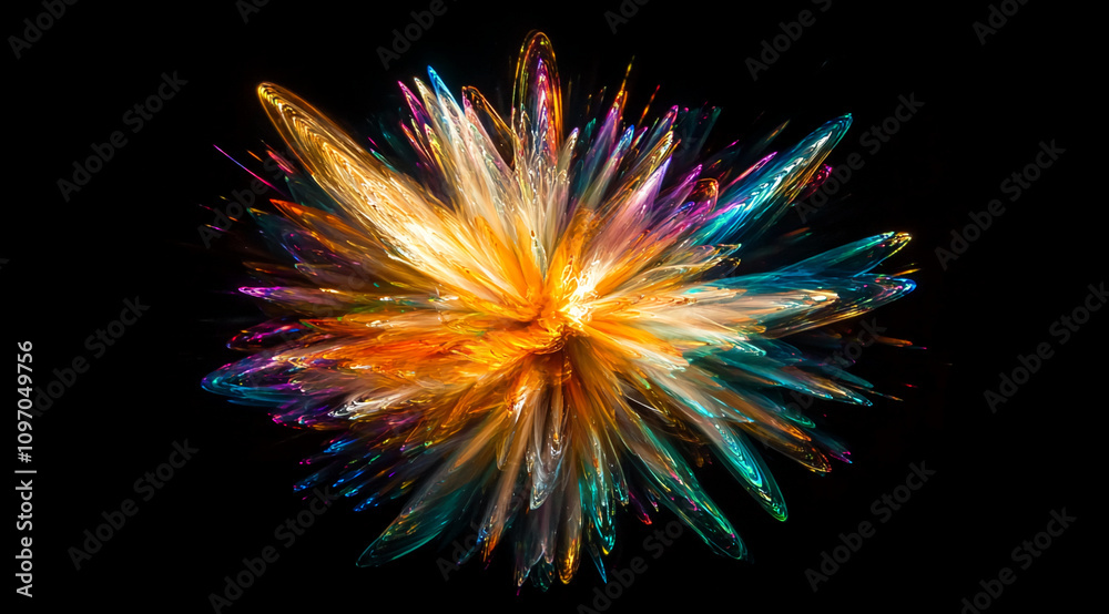 Poster colorful explosion of light and textures creating an abstract art piece with vibrant hues