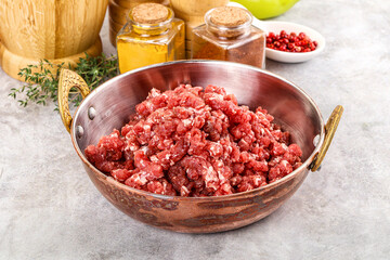 Raw beef minced meat for cooking