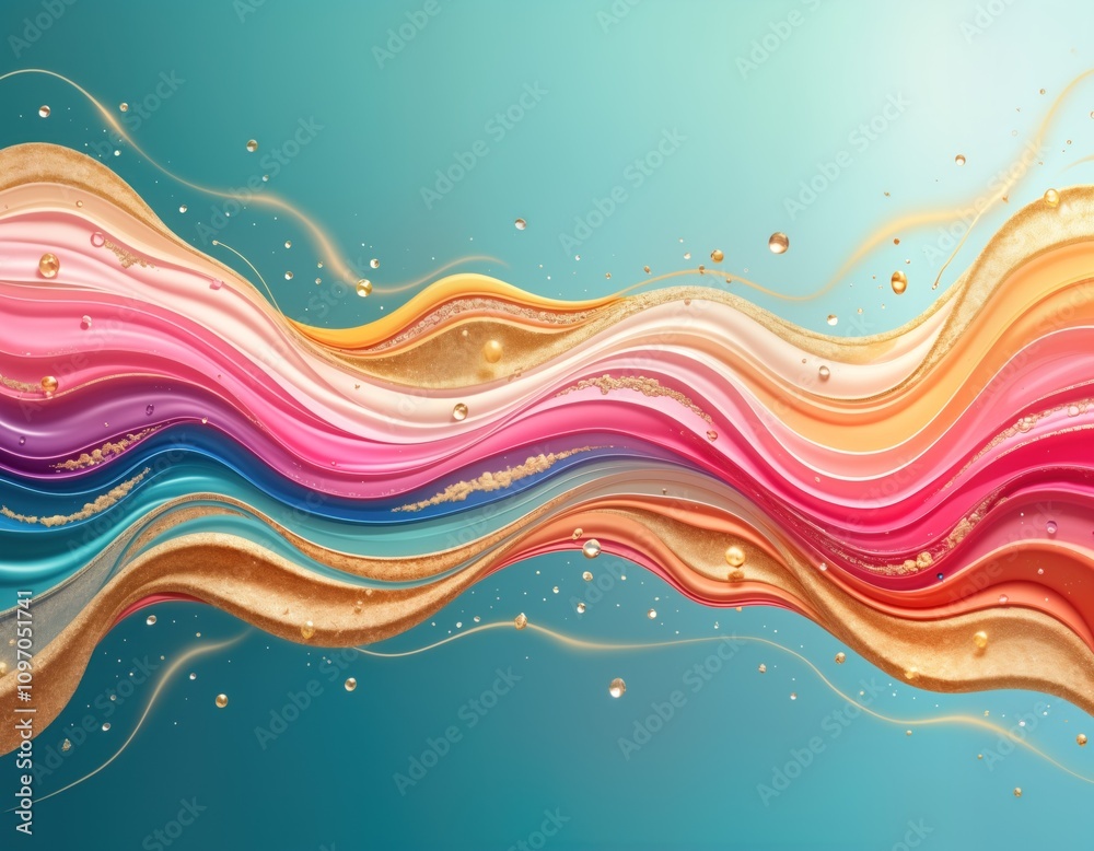 Poster abstract colorful liquid paint flows. vibrant fluid colors mix. modern art design. trendy background