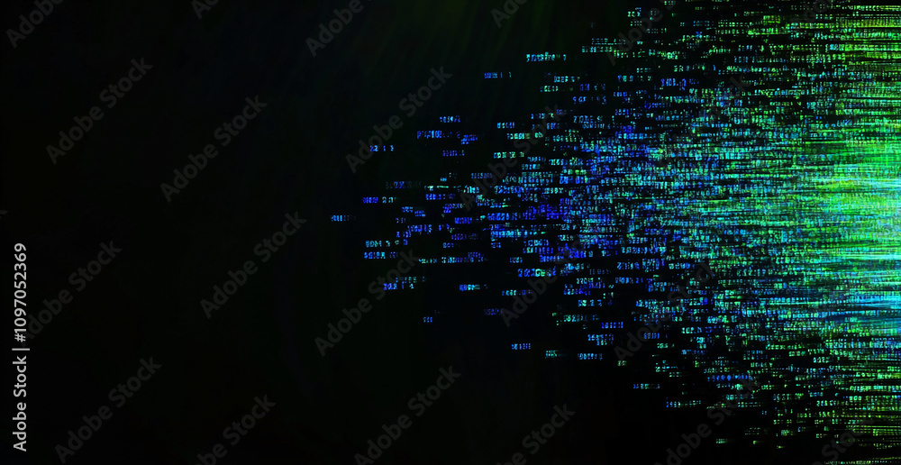 Aufkleber Visual representation of digital data flowing through space at night