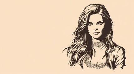 Close-up of a gothic teenage girl with sharp features, wearing bold jewelry, set against a textured dark background