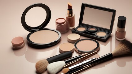 Makeup and cosmetic products 3d mockup illustration template.