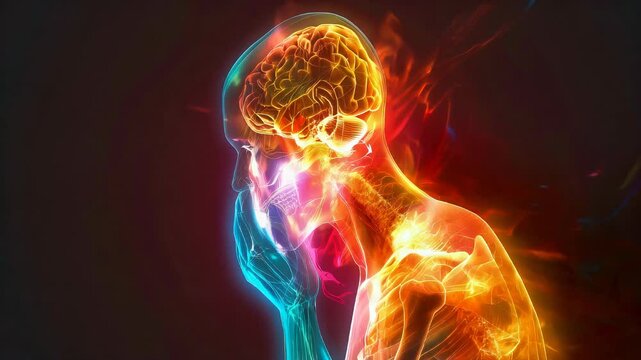 Hypothyroidism: The Fatigue and Weight Gain - Visualize a person with a highlighted thyroid gland, experiencing fatigue and weight gain 