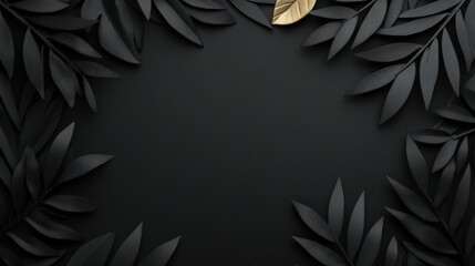 Elegant black and gold foliage layout with ample copy space