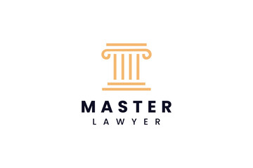 Law firm logo featuring a classical column and modern typography design