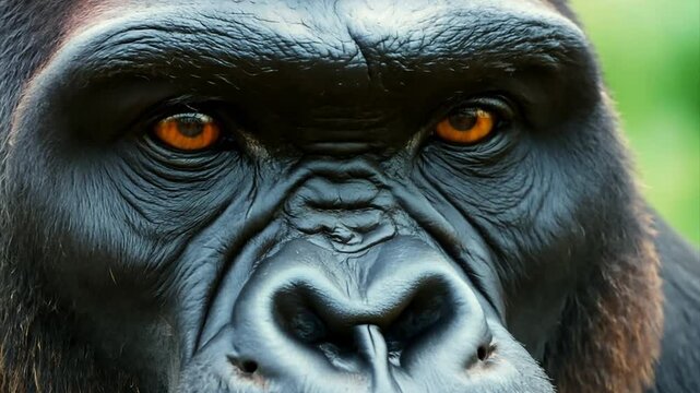 Closeup portrait of gorilla male