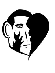 silhouette of a person with a heart