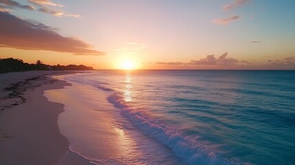 Obraz premium Serene sunset over tranquil ocean beach. (3)