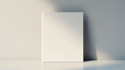 Preview designs with mockup templates. Minimalistic Blank Book on Clean Surface with Soft Shadow, Perfect for Artistic Photography