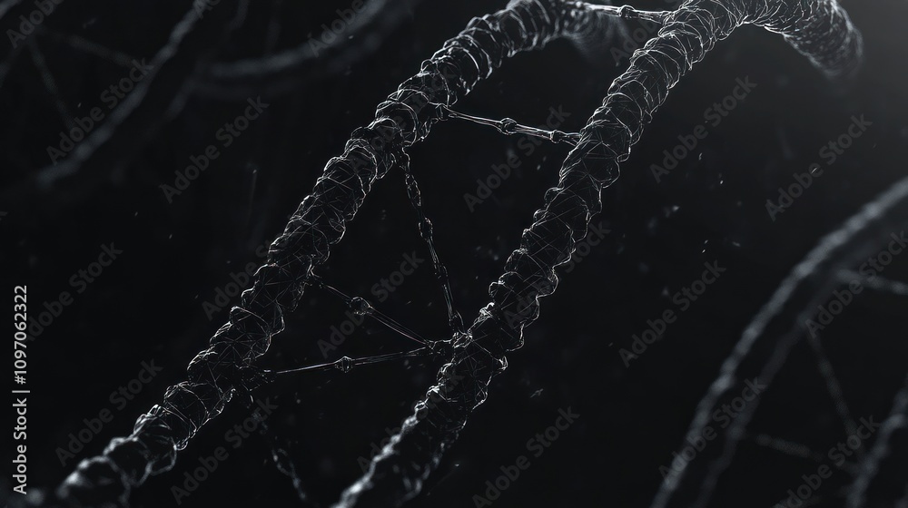 Fototapete a close-up view of a dna double helix structure, highlighting its intricate design.