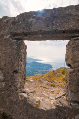 The photo offers a panoramic view of Naples from Monte Molare, overlooking the city and coastline from the water side, with stunning scenery of urban landscapes set against the vast sea and sky.