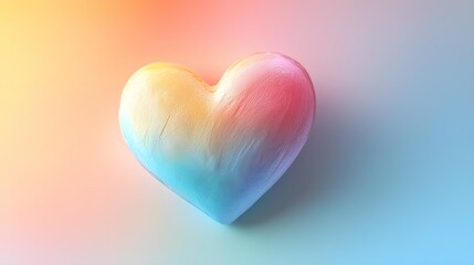 Fototapeta premium Colorful heart graphic symbolizing love and affection against a soft gradient background in pastel tones.