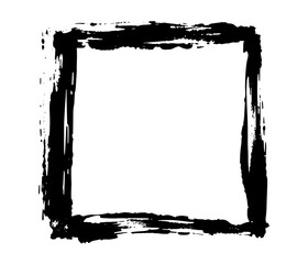 Black Grunge frame brush square border vector stroke paint. Texture black frame old grunge square frame