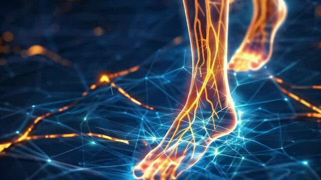 Restless Legs Syndrome (RLS): The Urge to Move Legs and Discomfort - Picture a person with highlighted nerves showing agitation, experiencing urge to move legs