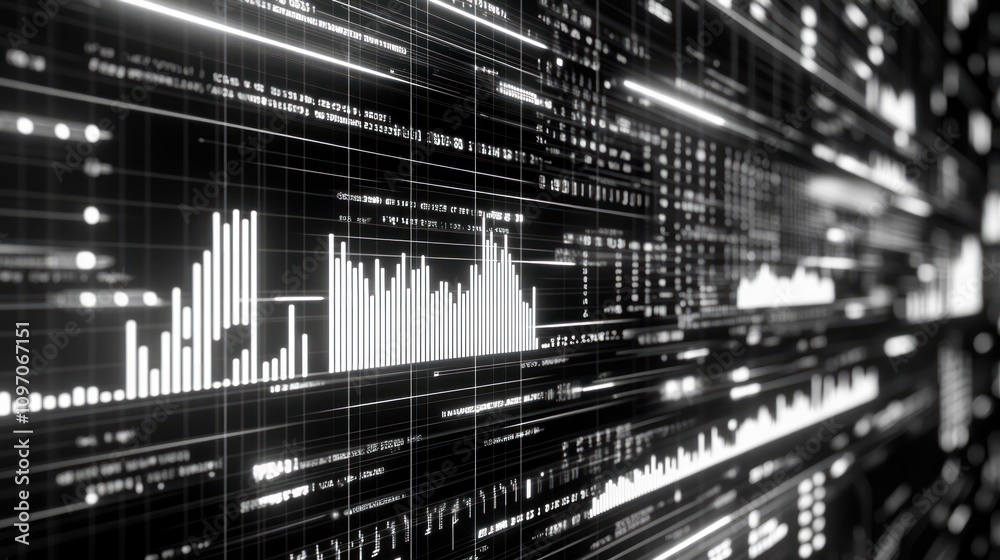 Aufkleber Abstract visualization of data with graphs and lines representing information flow.