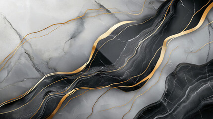 Obraz premium Elegant and sophisticated design with luxurious black and grey marble texture and golden veins