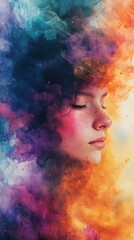 Abstract portrait of a woman with colors