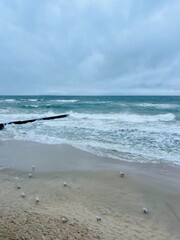 Natural seascape background, cloudy sea horizon