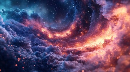 Fototapeta premium Hyperrealistic depiction of an AIcontrolled simulation exploring the wave function collapse in a Type III civilization's energy systems rendered with cosmic precision