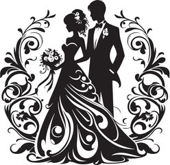 silhouette of bride and groom